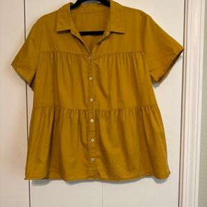 2 tops!! Mustard Yellow & Jean Button-Up Women's Top (2)